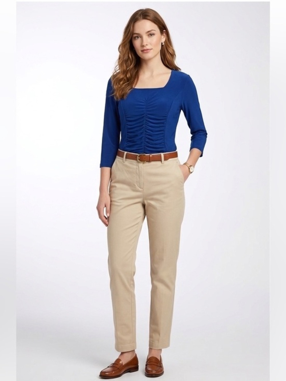 Escalade Blue Ruched Top